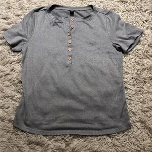 SHEIN Heather Gray Buttoned Top Size S